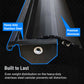 Close-up of a metal product with 'Heavy-duty Stainless Steel' and 'Premium Aluminum' labels on a black background.