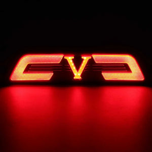 Red LED 'V' badge 3rd brake light on a black background