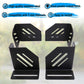 Four black metal brackets on a light background with text about material and compatibility.