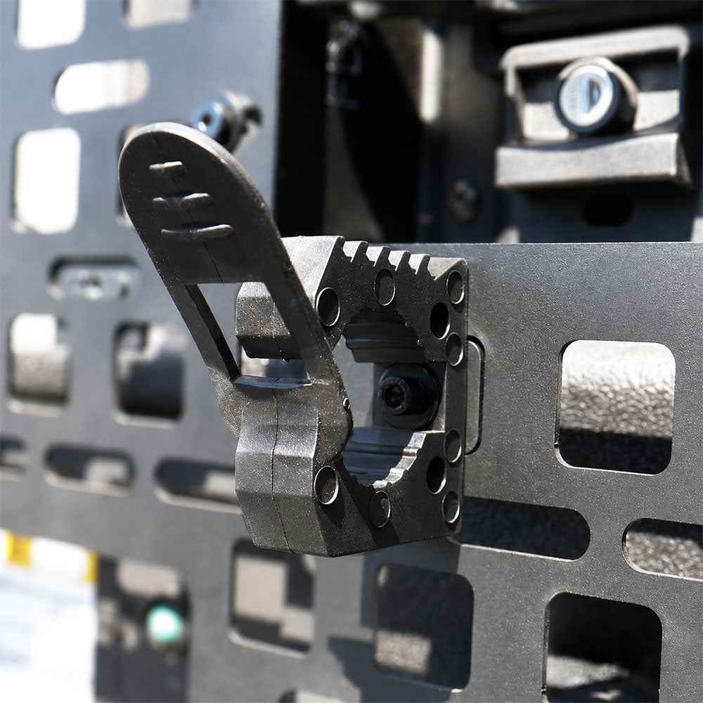 close up of rubber mounting kit installed on molle panel