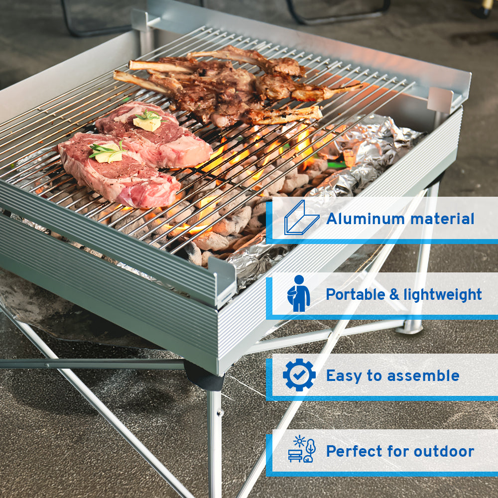 close up look up on aluminum bbq grill