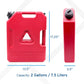 2 gallon Red gasoline container with dimensions and capacity details on a white background