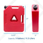 3 gallon Red gasoline container with dimensions and capacity details on a white background