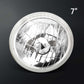 7-inch round light fixture with clear glass cover on a black background