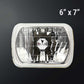 Rectangular headlight with dimensions 6" x 7" on a black background
