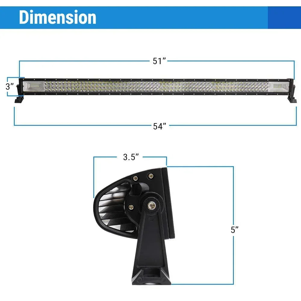 Dimensions of a LED light bar with measurements labeled