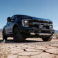 Blue Ford truck on a desert road with mountains in the background