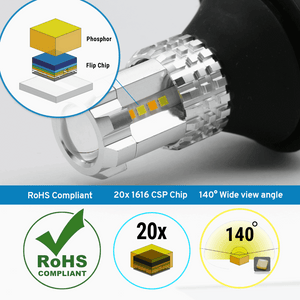 3rd Gen All-in-One LED White/Amber Type 1 Switchback Front Turn Signal Light Bulbs