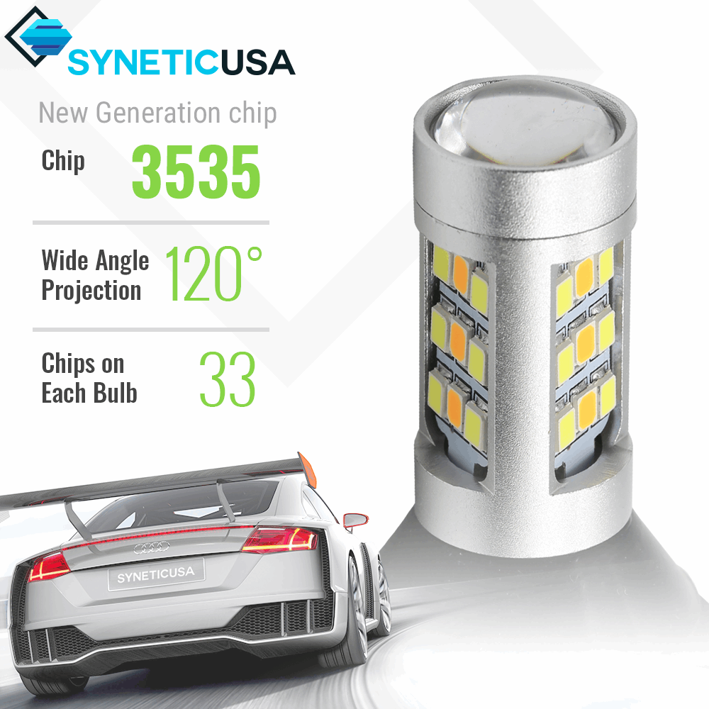 3rd Gen Built-in Resistors 33-LEDs White/Amber Switchback Front Turn Signal Light Bulbs
