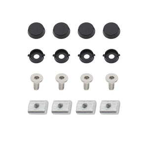 A pack of 4 replacement canister panel screws, including screws, screw caps, and m6 screw square nuts, displayed on a white background