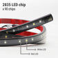 LED strip with 2835 LED chips, showing white and red LEDs on a white background.