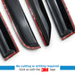 Car window deflectors with red edges on a white background, featuring 3M tape.