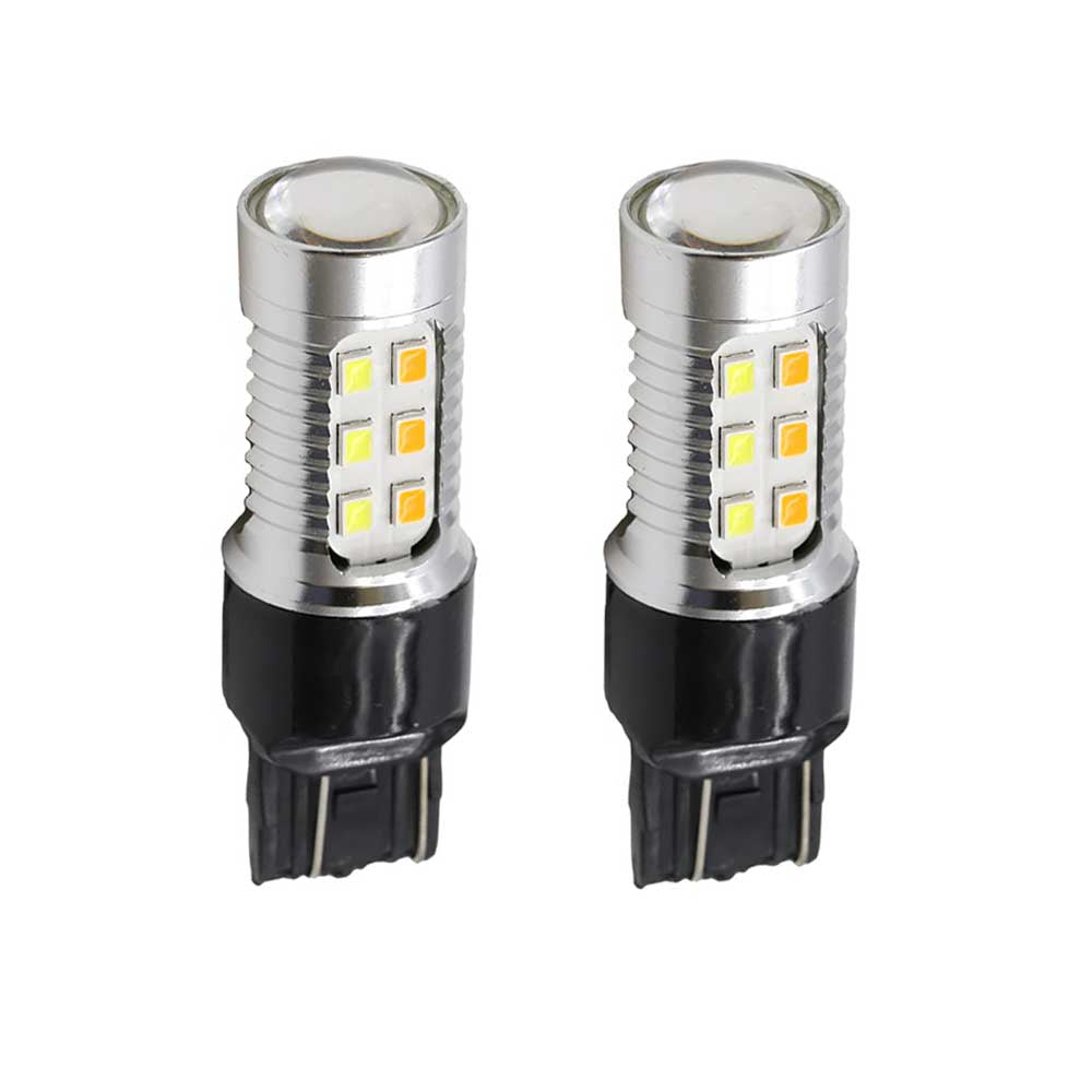 Switchback Dual Color White/Amber DRL Turn Signal Parking LED Light Bulbs
