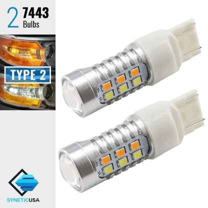 7443 T2 LED bulbs pair