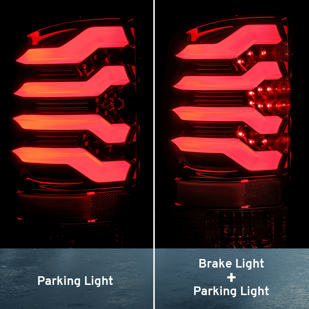 2014-2018 GMC Sierra LED Tail Lights Optic-Style Red Smoke
