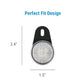 A small round light fixture with a black mounting tab and a clear textured lens, shown on a white background with dimension labels reading 2.4 inches tall and 1.
