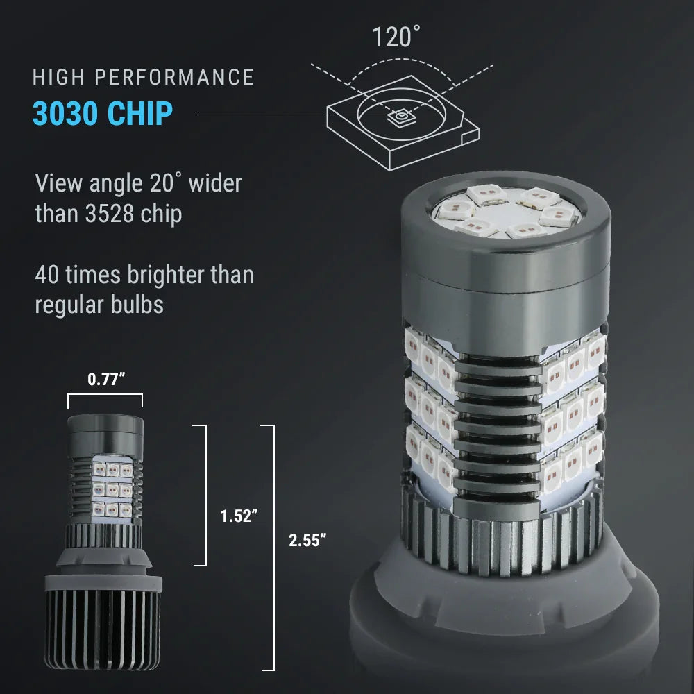 3030 LED brake light bulb with heat sink and wide-angle output