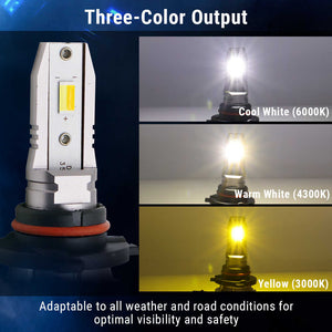 Three Color LED Fog Light (Yellow/White/Warm White) All-in-One Bulbs Kit