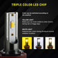 Triple color LED chip with yellow and white light examples on a black background