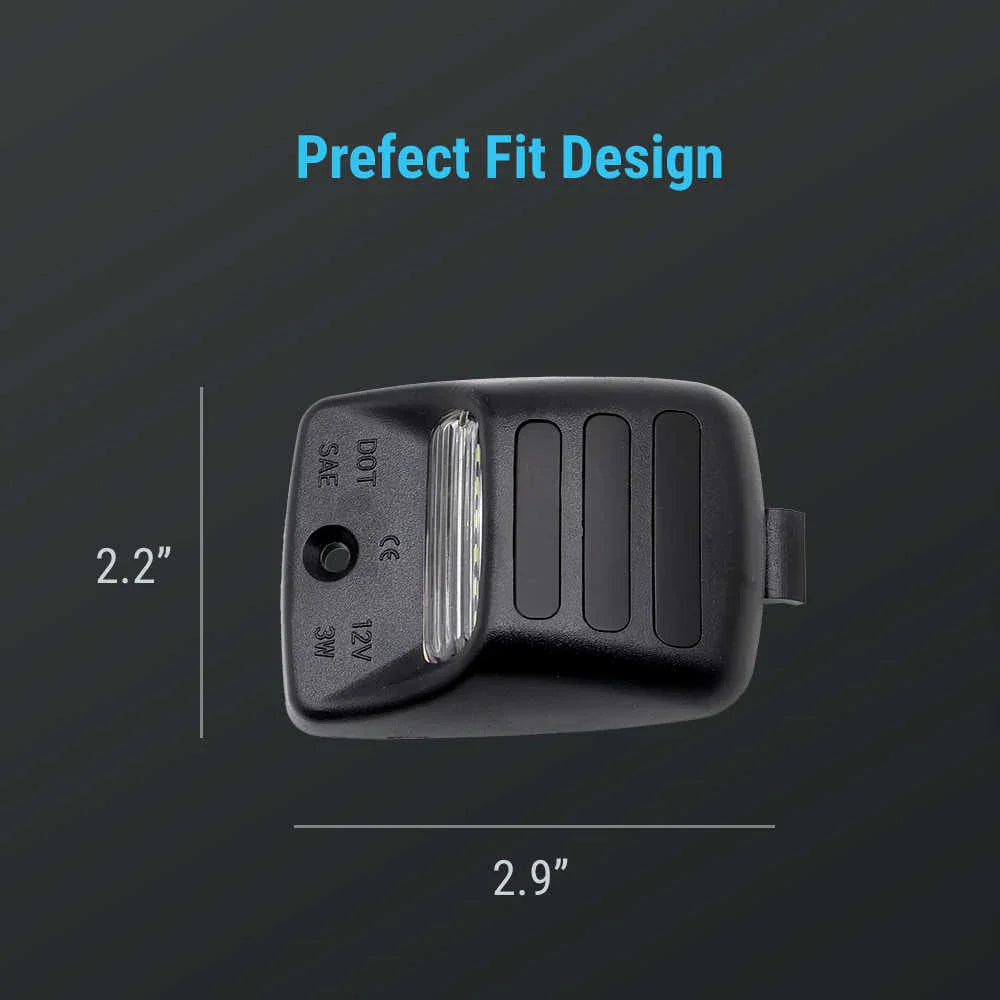 Black car mirror with dimensions labeled on a dark background