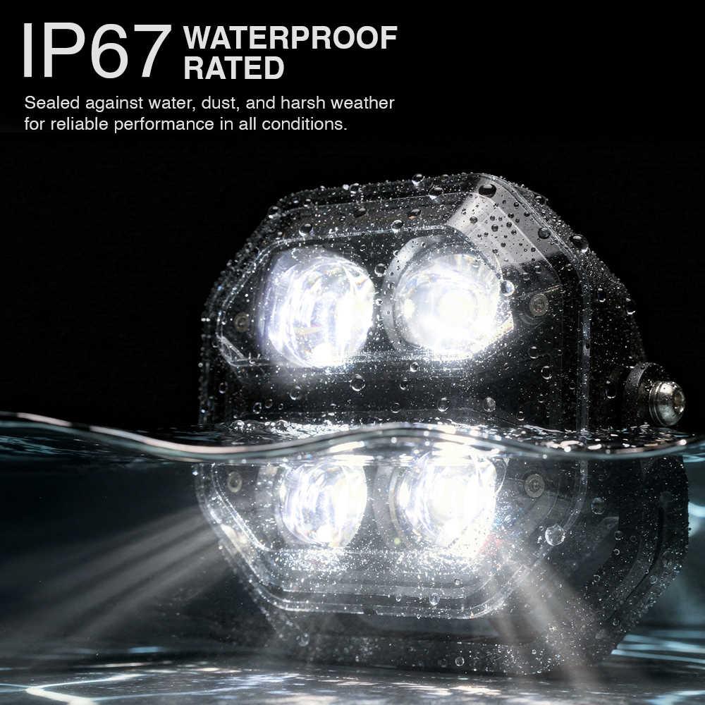LED light bar with water droplets on a black background, emphasizing IP67 waterproof rating.