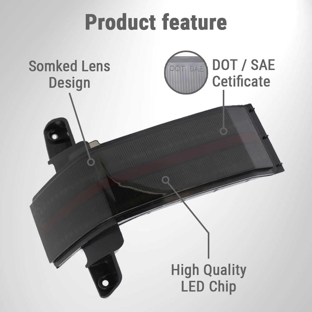 Car light component with features labeled on a gray background
