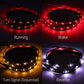 showing light color of 2 pcs 19.3" Single Row LED Flowing Tailgate Light Strip Brake Reverse Signal Light