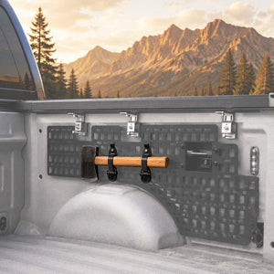Metal Rubber Shovel Mount Kits installed in bed side