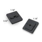 Two black square components with measurements labeled on a white background