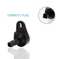 A black plastic automotive connector plug shown on a white background, with blue text reading 'CONNECT PLUG' and a circular inset close-up of the connector end.