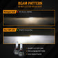 Comparison of halogen bulb and CSP LED in reflector headlights with text on beam pattern and features.