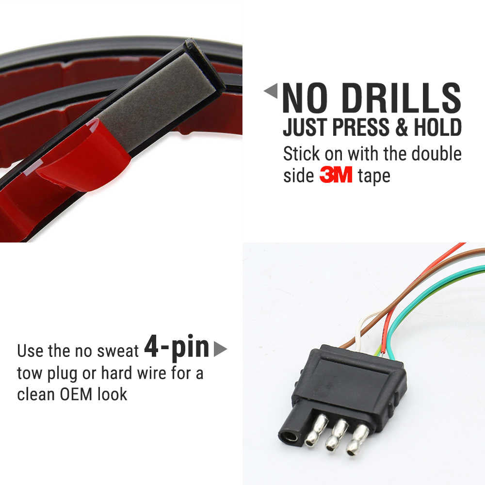 Wiring harness with 3M tape and 4-pin connector on a white background