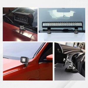 Collage of various car lights mounted on different parts of a vehicle.
