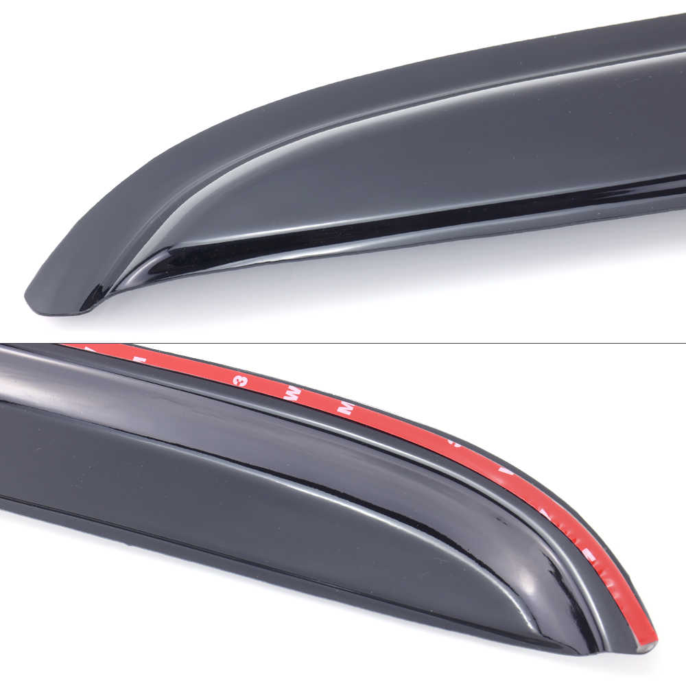 Car window visor with red 3m tape on a white background