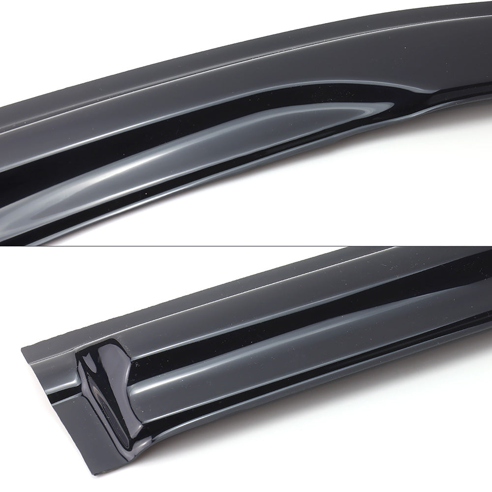 Two views of a black car roof spoiler on a white background