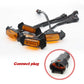 Set of automotive indicator lights with a close-up of a connect plug on a white background.