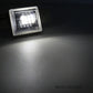 A square white LED light fixture shown glowing on a dark background, with the text 'WHITE LED LIGHT' in the lower right corner.