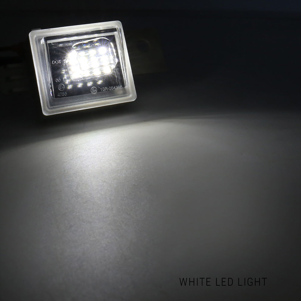 A square white LED light fixture shown glowing on a dark background, with the text 'WHITE LED LIGHT' in the lower right corner.