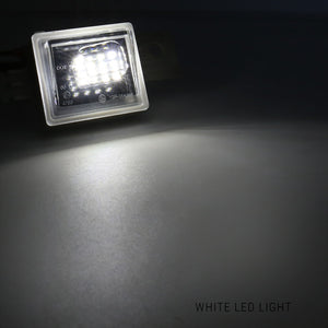 A square white LED light fixture shown glowing on a dark background, with the text 'WHITE LED LIGHT' in the lower right corner.