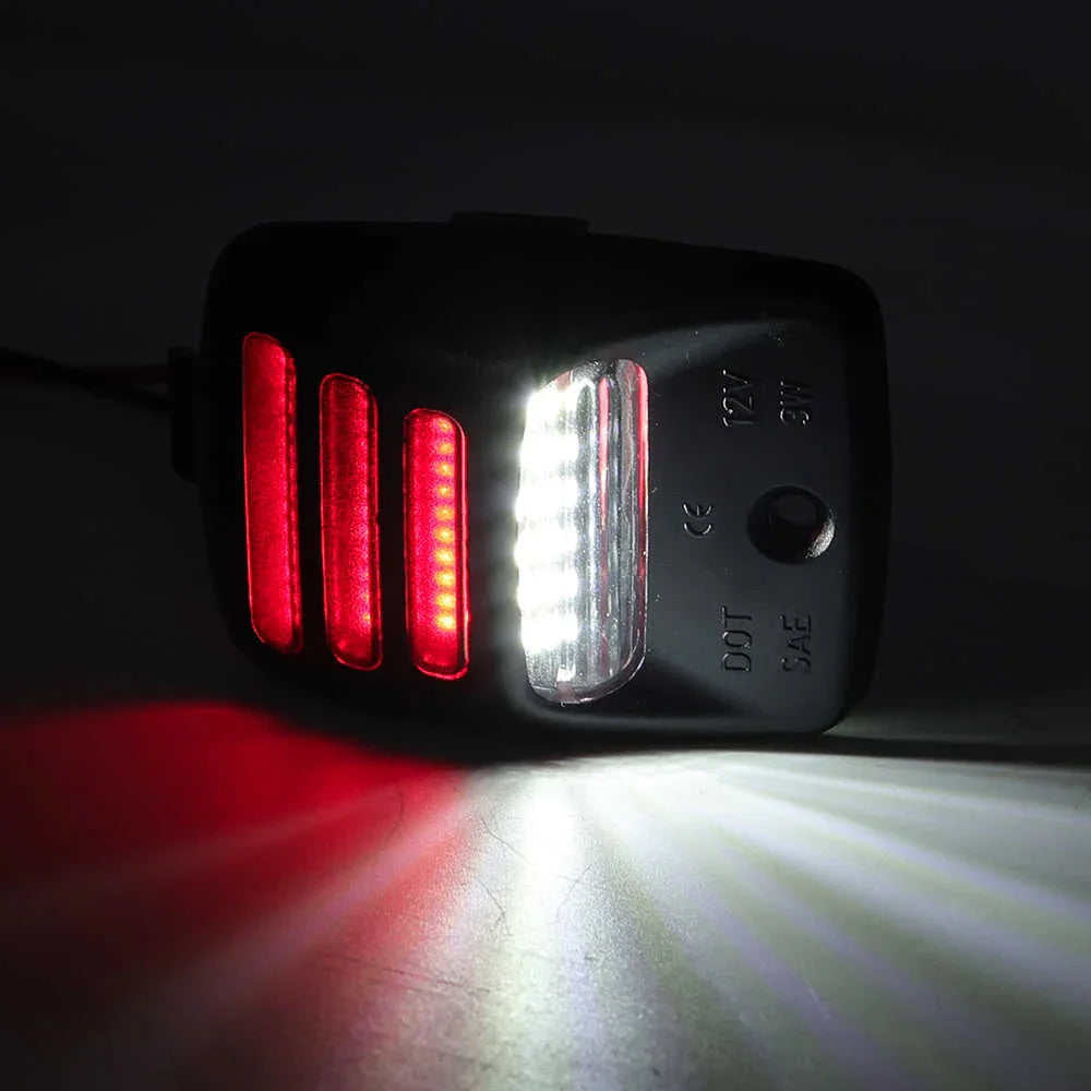 LED light with red and white lights on a dark background