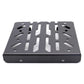 A black metal mounting bracket with multiple cutouts and screw holes, shown on a plain white background.