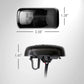 Black LED light with measurements on a gray background