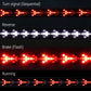 LED strip lights displaying different signal patterns on a black background