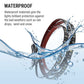 LED strip light with water splashes and text about waterproof materials