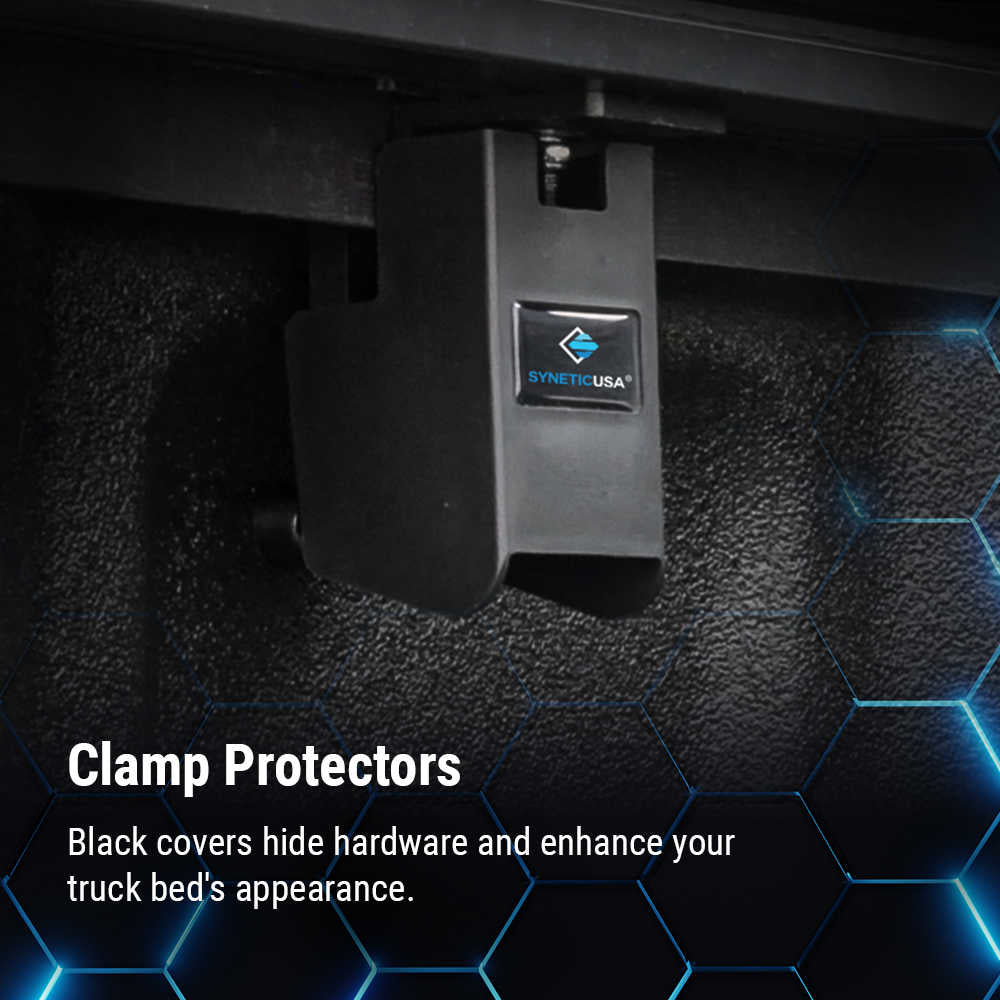 Black clamp protector with SYNETICUSA logo on a textured black surface.