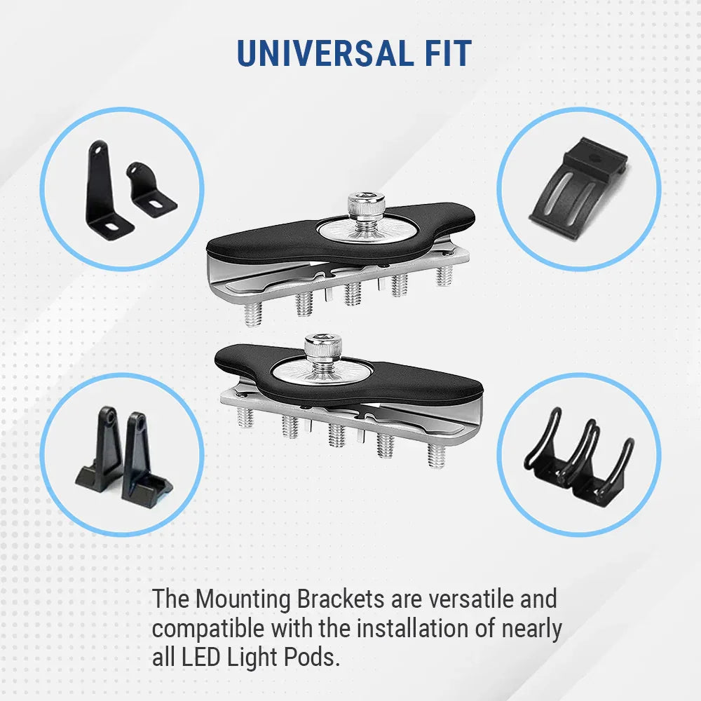 2Pcs Universal Rotating LED Work Light Bar Mounting Brackets – Black Aluminum Alloy