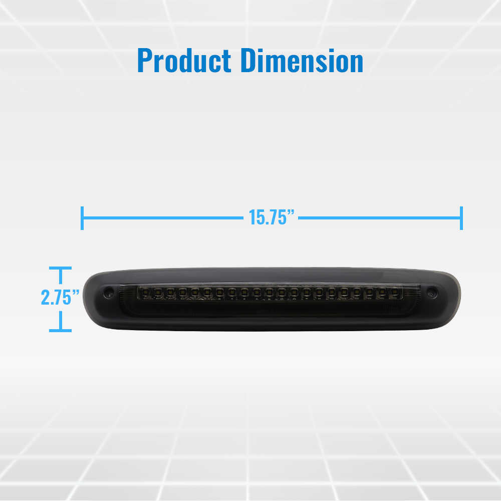 Product dimensions displayed on a grid background