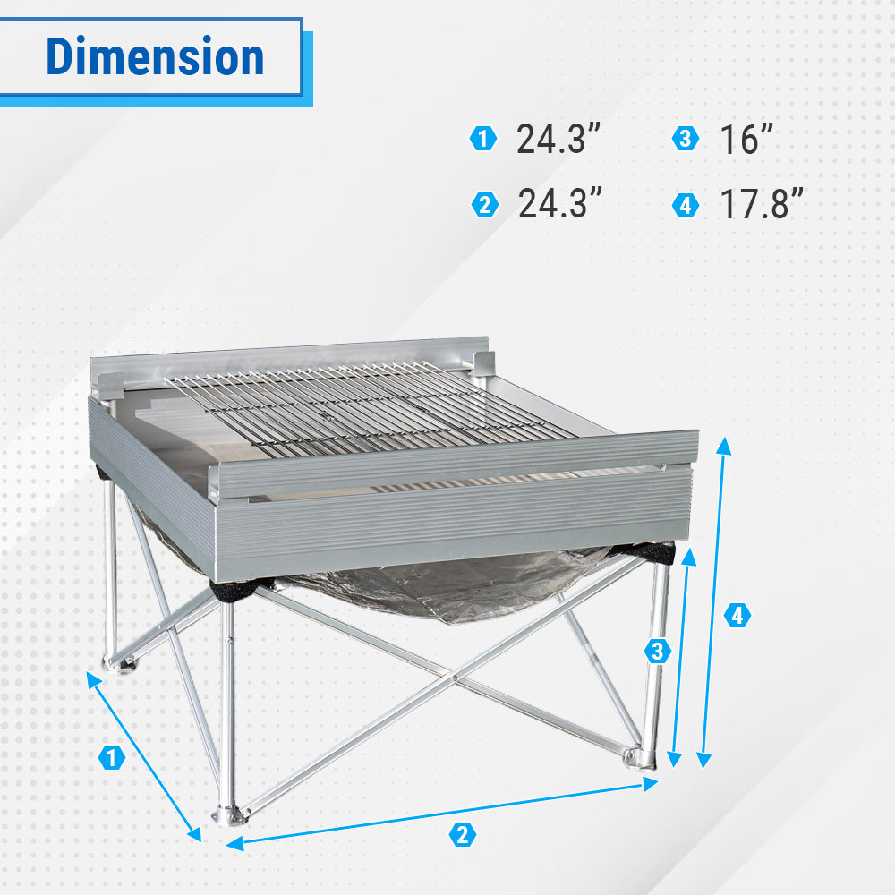 size and dimension of aluminum barbecue grill