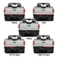 Set of five images showing a Ford truck with different light signals on its rear.