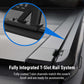 retractable tonneau cover with T-slot rail system and close-up detail on a dark background